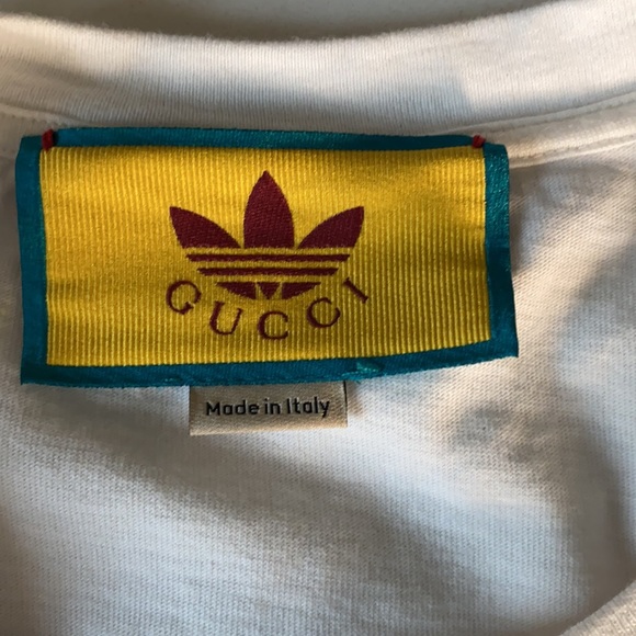 Men’s Adidas x Gucci cotton T-shirt Sz M White/Red /Blue - Picture 5 of 7